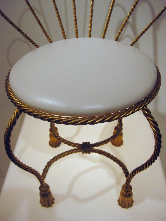 Mid-20th Century Mid Century Italian Regency Gilded Metal  Rope and Tassel Chair