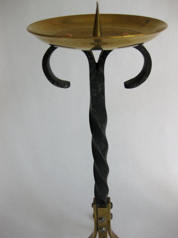 Antique Brass and Wrought Iron Candlesticks, Germany In Excellent Condition In New York, NY