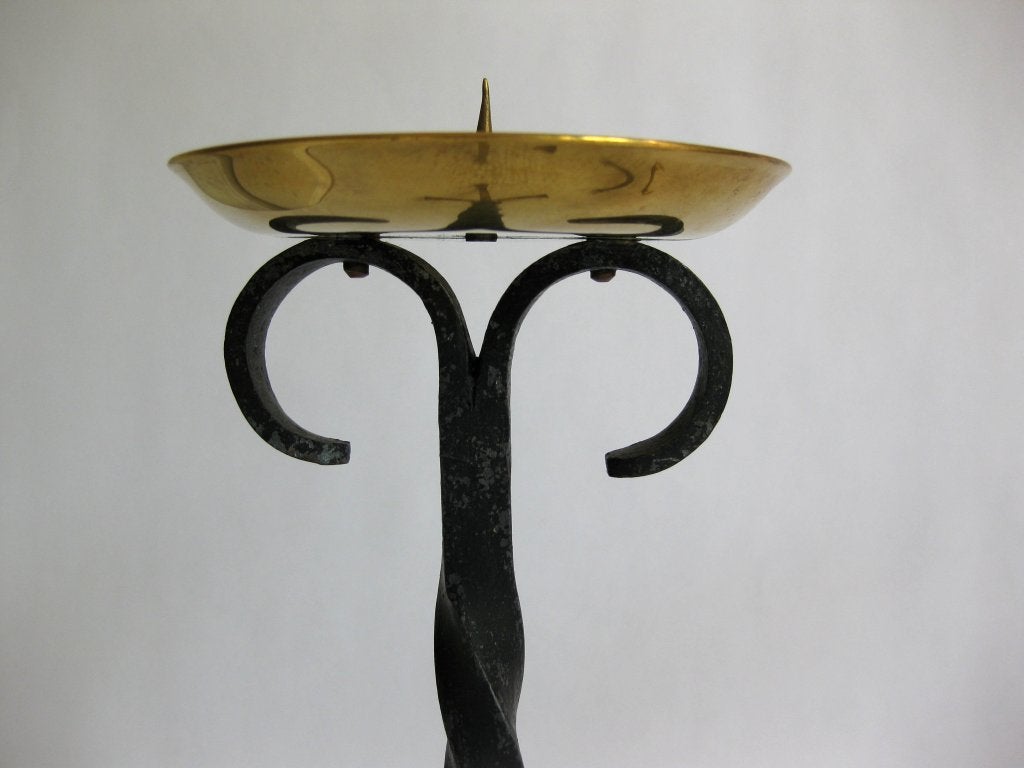 20th Century Antique Brass and Wrought Iron Candlesticks, Germany
