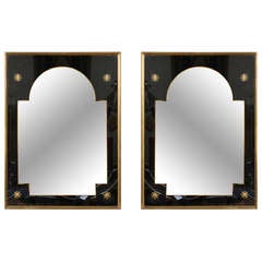Chic Pair of Eglomise Mirrors
