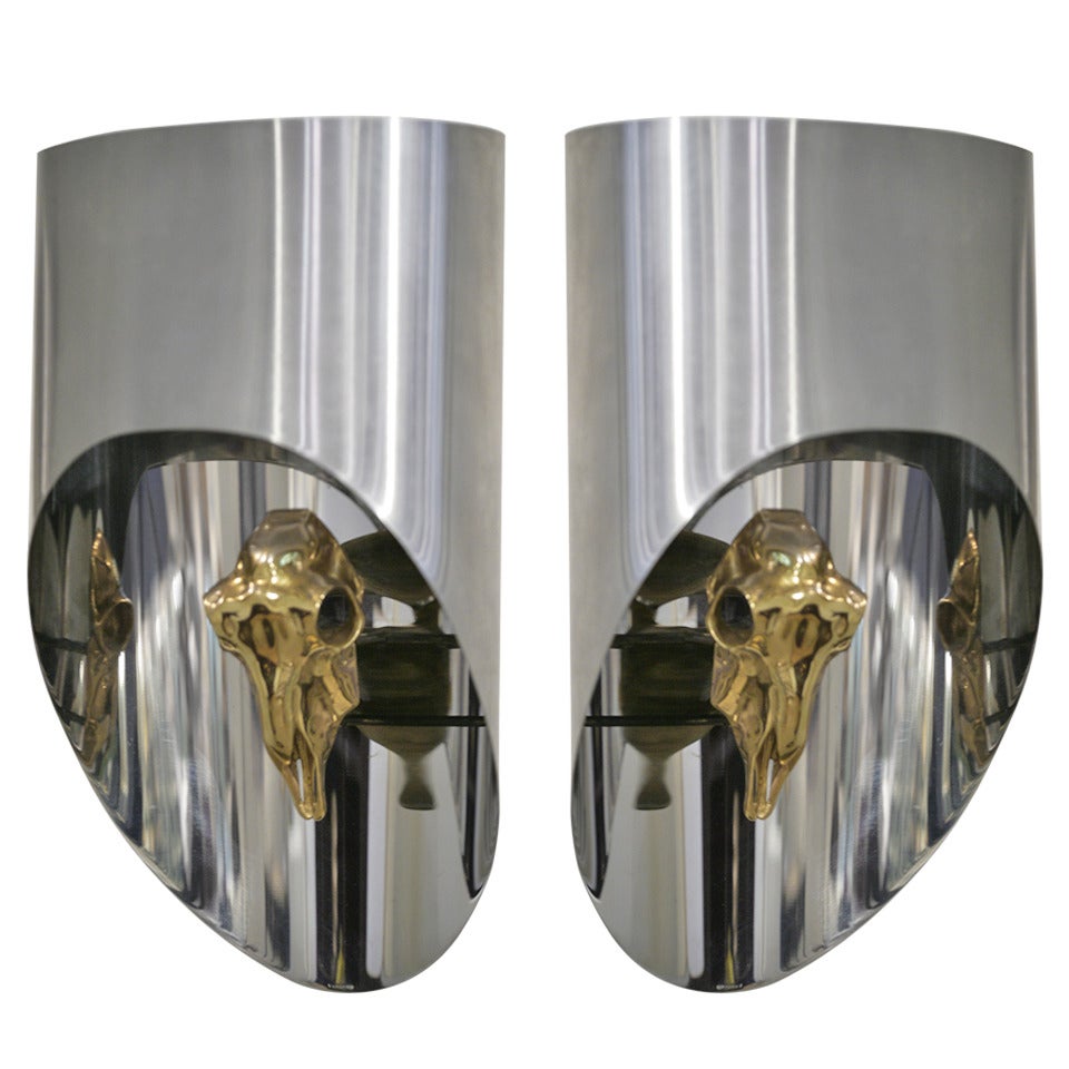 Maria Pergay, an Exceptional Pair of Sconces For Sale