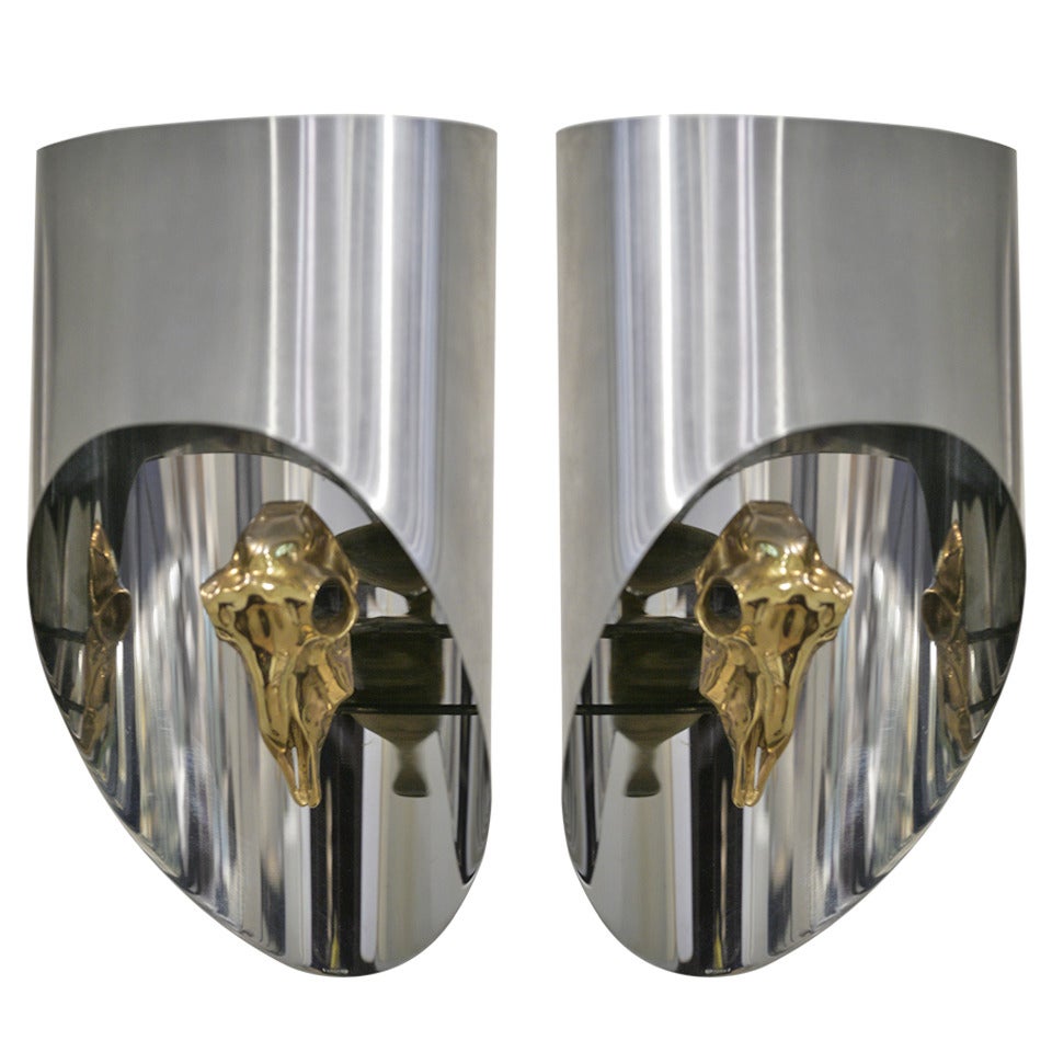 Maria Pergay, an Exceptional Pair of Sconces For Sale