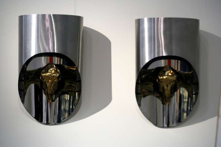 Post-Modern Maria Pergay, an Exceptional Pair of Sconces For Sale