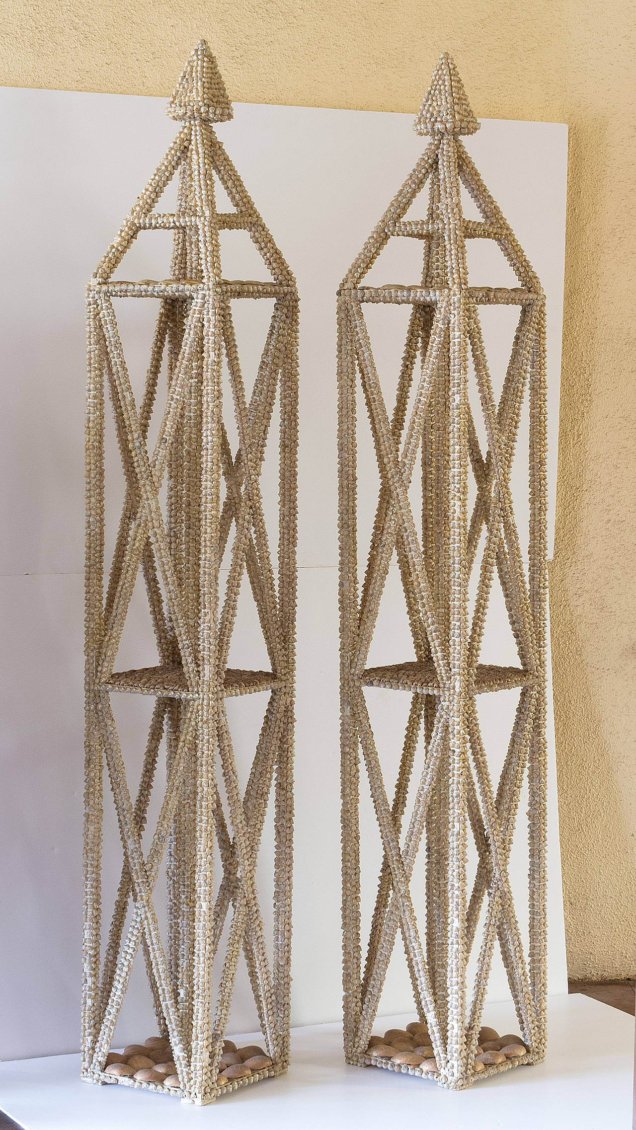 A Pair of Shell Obelisks