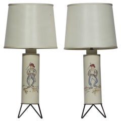Pair of 1950s Cylinder Lamps