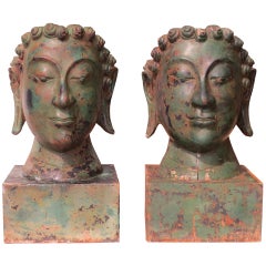 Vintage Pair of Buddha Heads