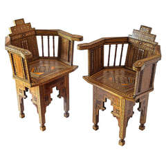 Pair of Moroccan Inlaid Chairs