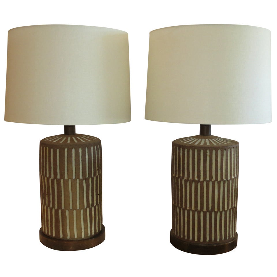 Pair of Brent Bennett Pottery Lamps