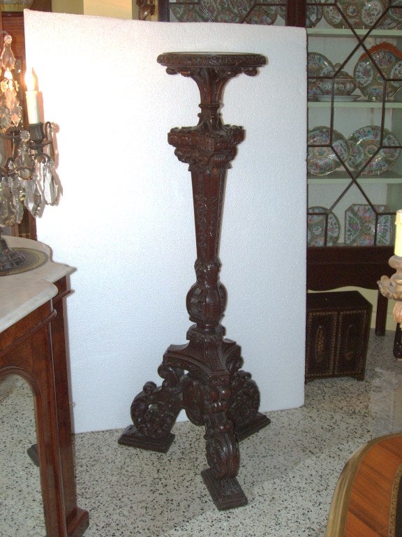 Carved Oak Candlestand