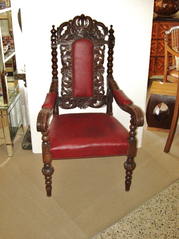 Carved oak dining chairs