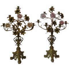 Two Italian gilt bronze candelabras