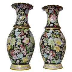 Pair of enameled vases