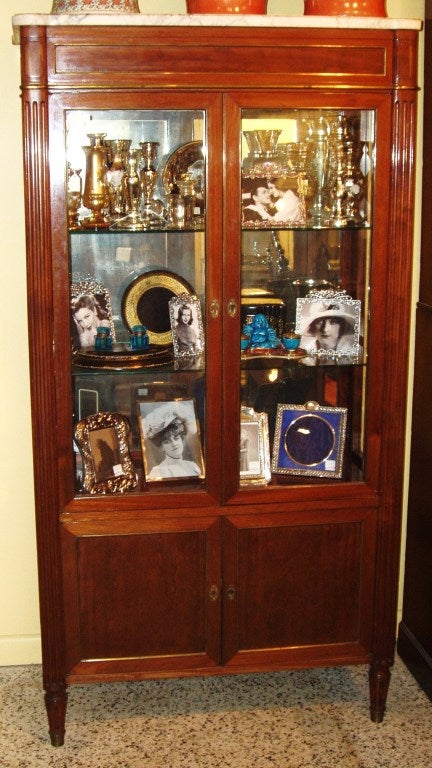 French, marble top vitrine