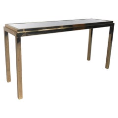 Brass Console Table with Beveled Mirror Top