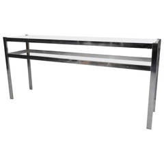 Mid-Century Modern Chrome and Glass Top Console Table