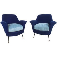 Pair Italian Modern Gio Ponti Style Lounge Chairs 8