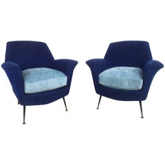 Pair Gio Ponti Style Lounge Chairs