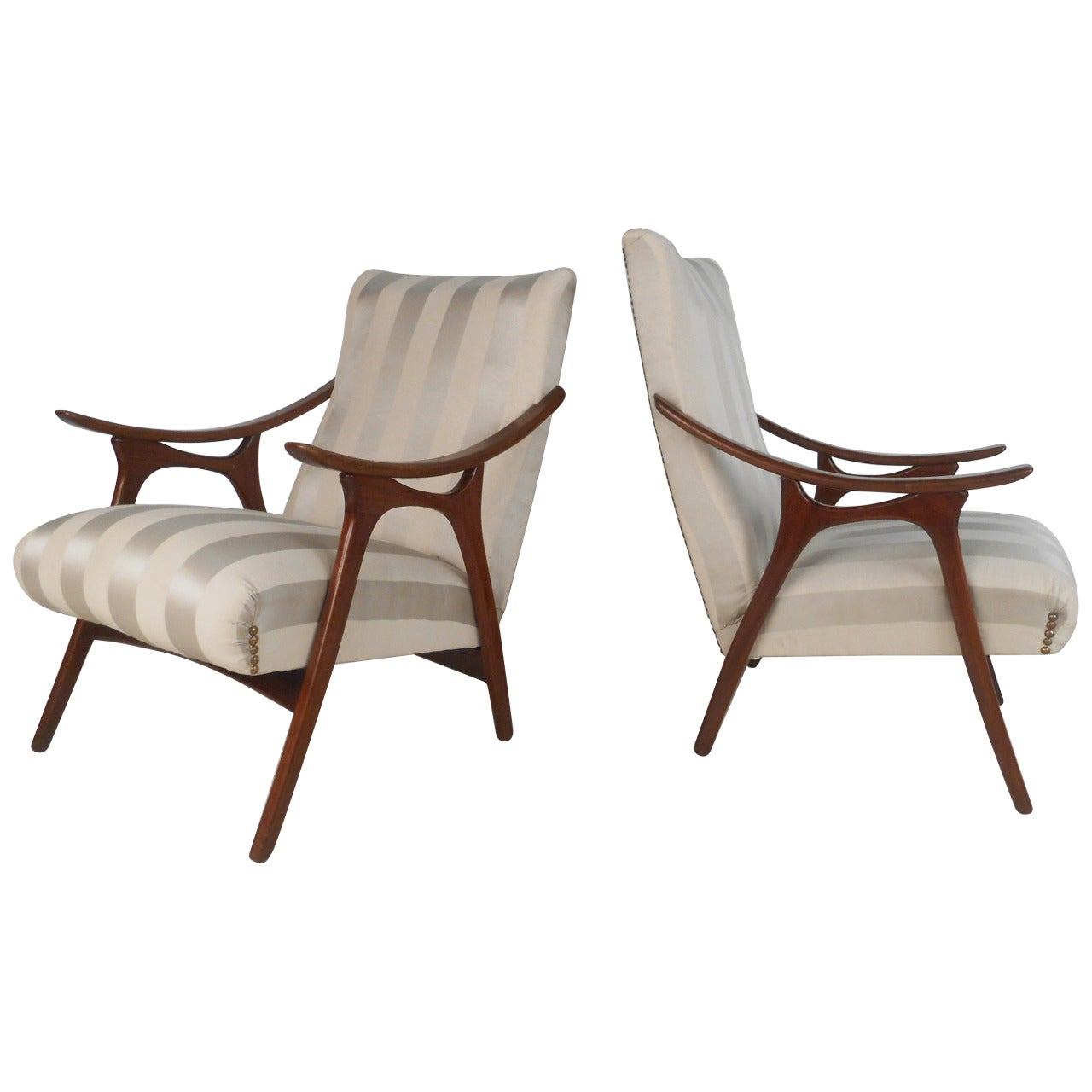 Sculptural Vintage Mid-Century Modern Armchairs For Sale