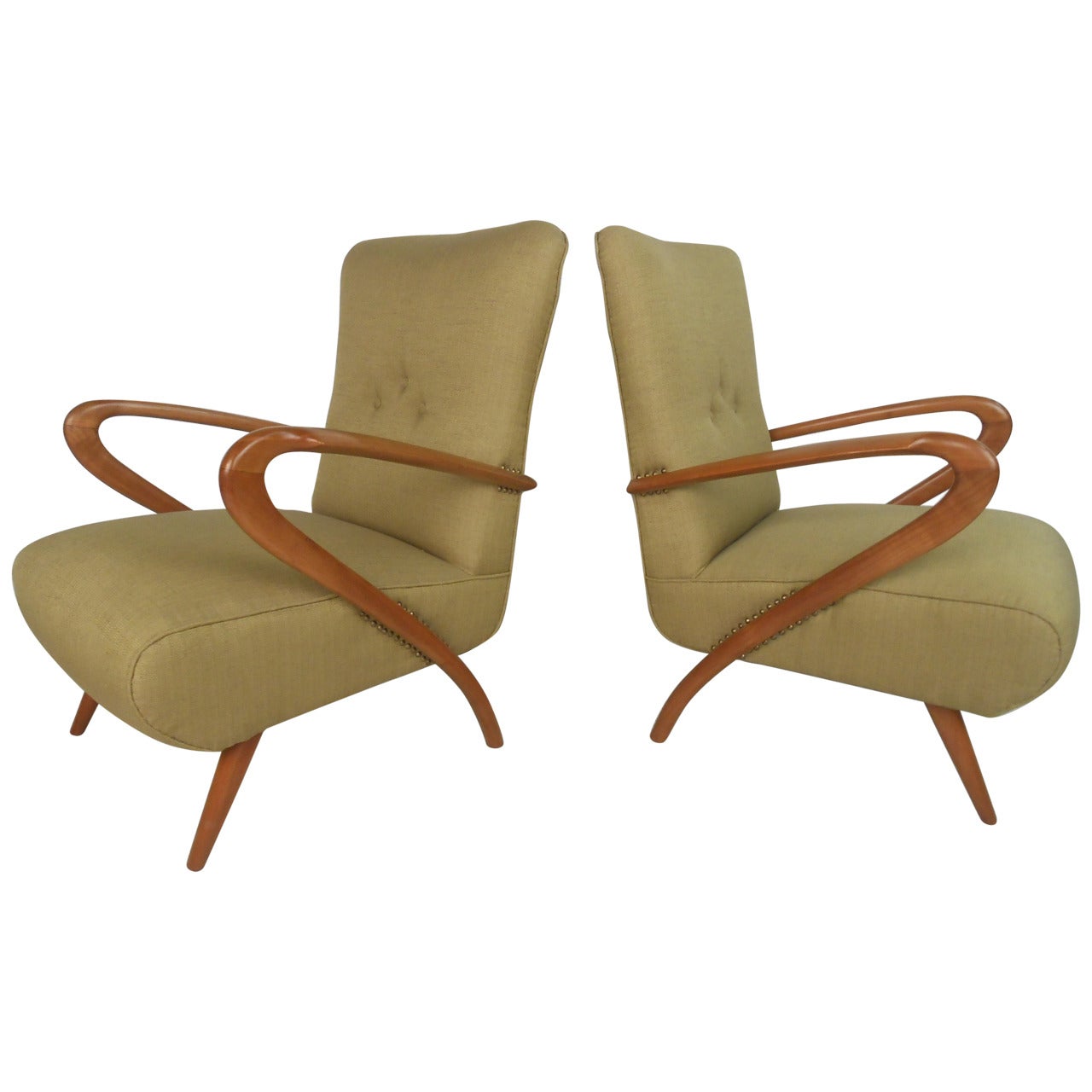 Pair of Mid-Century Modern Paolo Buffa Style Lounge Chairs