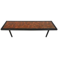 Vintage Modern Coffee Table with Hammered Copper Top