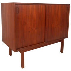 Mid-Century Modern Danish Teak Sliding Door Cabinet