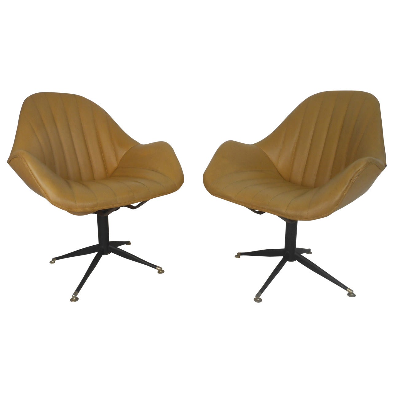 Vintage Modern Swivel Lounge Chairs by France & Sons