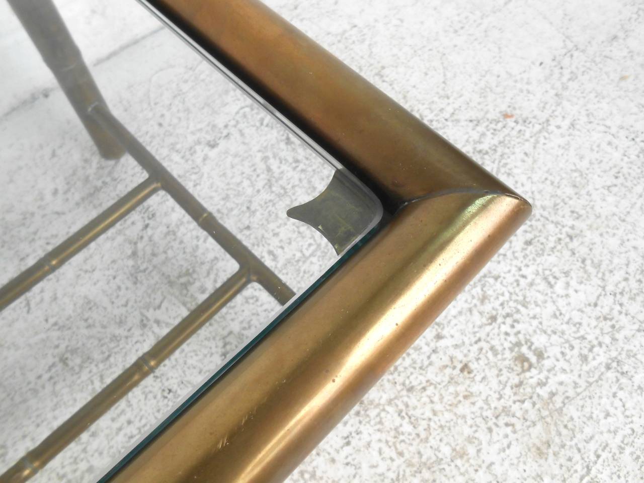 Hollywood Regency Style Mid-Century Modern Brass Faux Bamboo Table 1