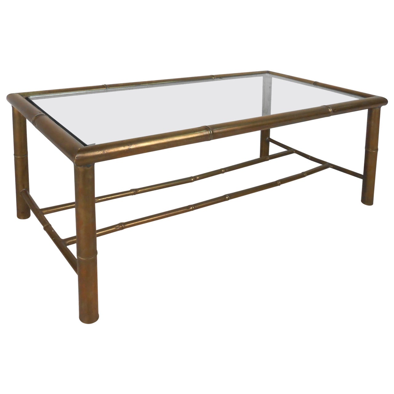 Hollywood Regency Style Mid-Century Modern Brass Faux Bamboo Table
