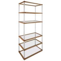 Vintage Unique Mid-Century Modern Lucite And Bamboo Display Etagere