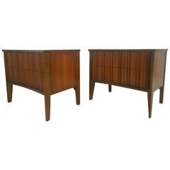 Mid-Century Modern Curved Front Nightstands By Unagusta