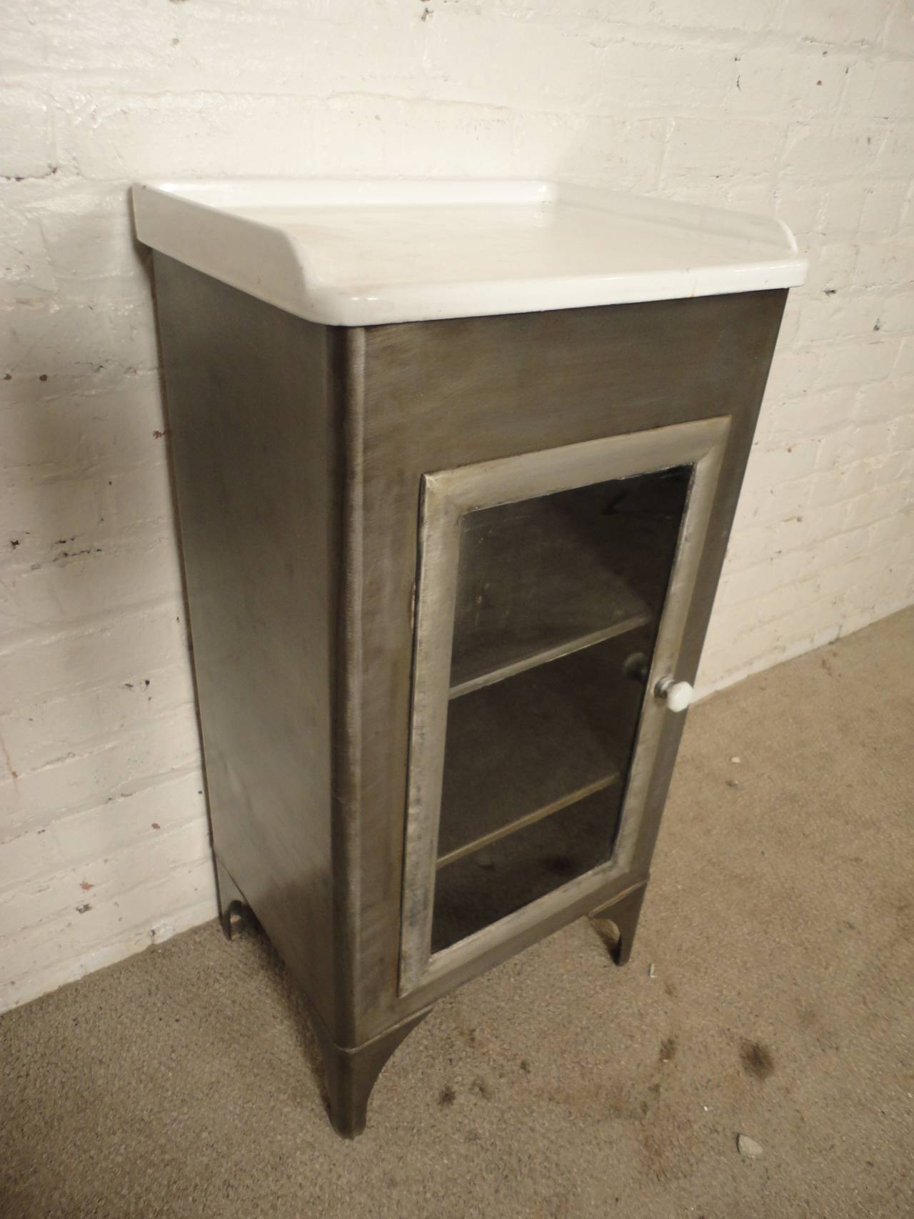 Vintage Industrial Medical Cabinet w/ Porcelain Top