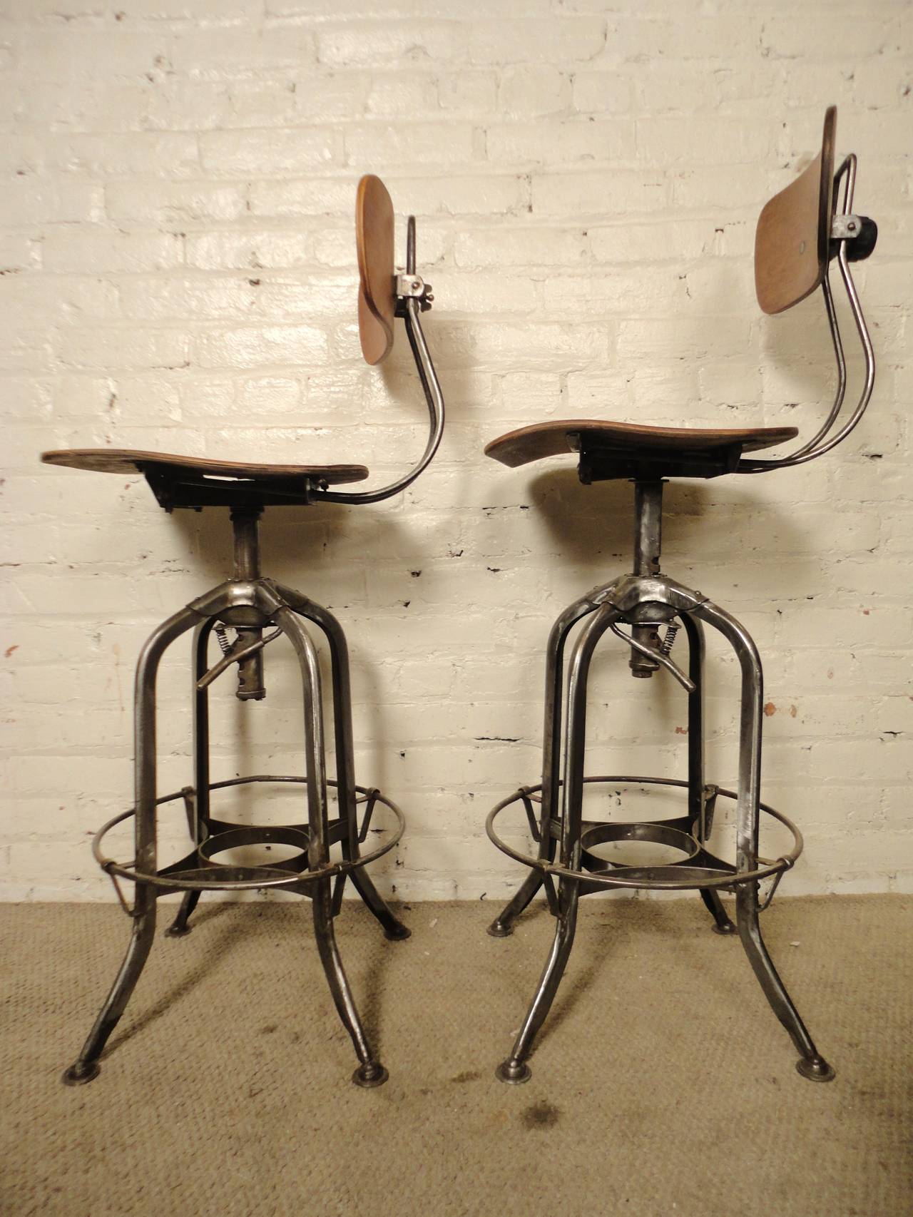 Pair Of Restored Vintage Toledo Factory Stools 2