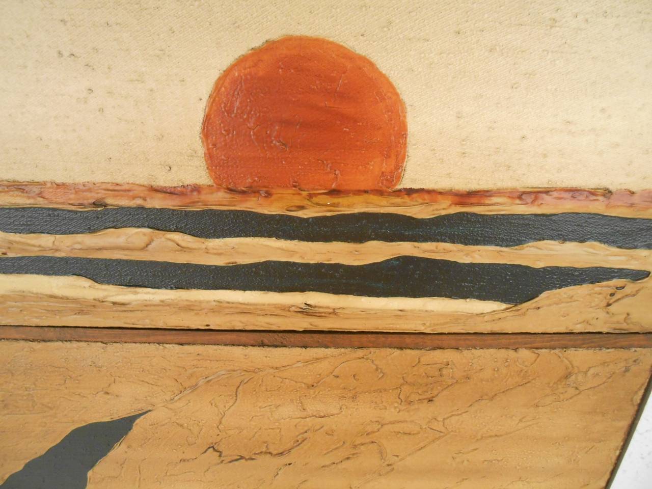 Late 20th Century Mid-Century Modern Original Setting Sun Western Landscape Painting