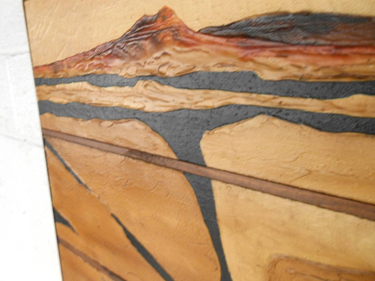 Mid-Century Modern Original Setting Sun Western Landscape Painting 1