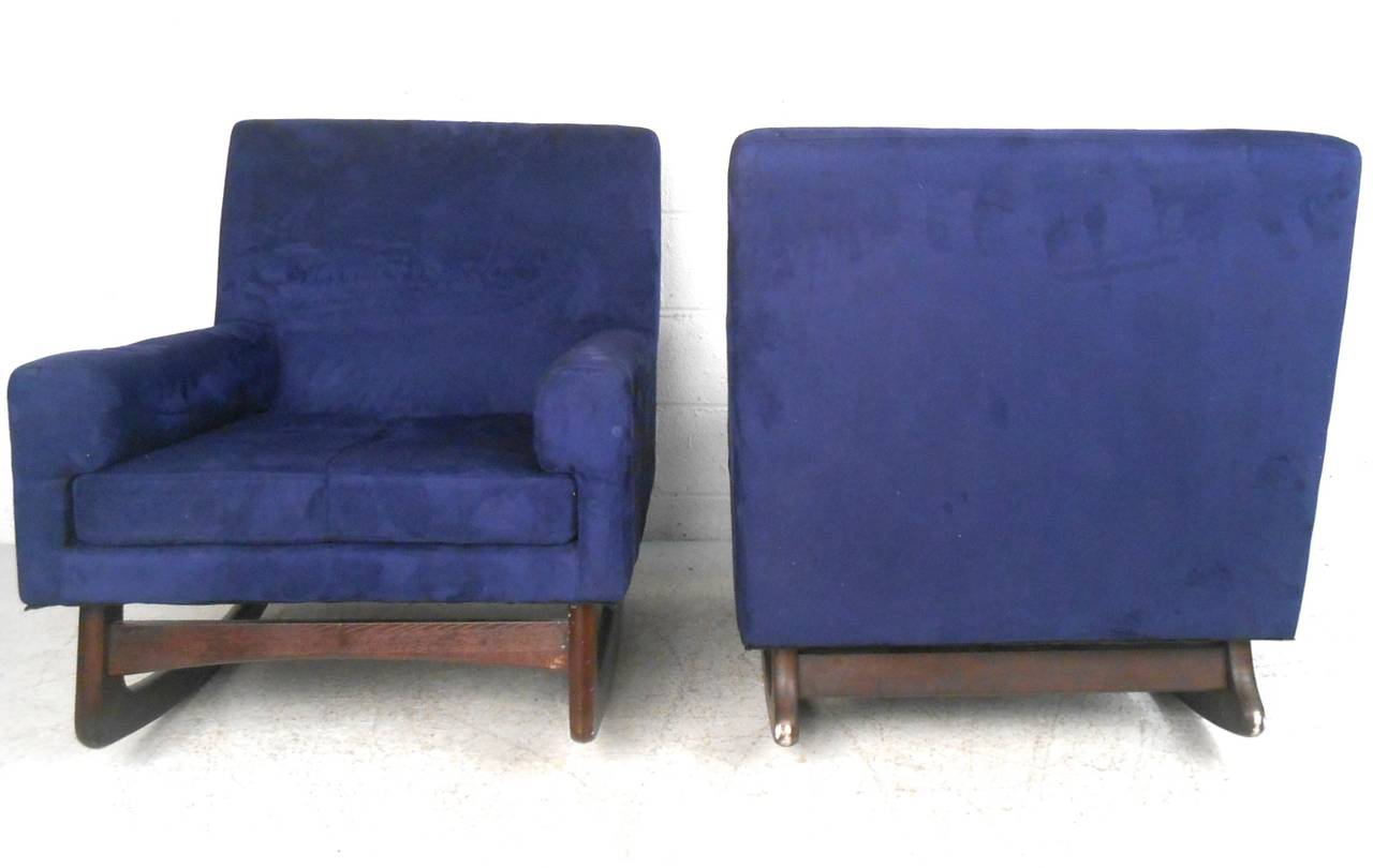 blue suede chairs