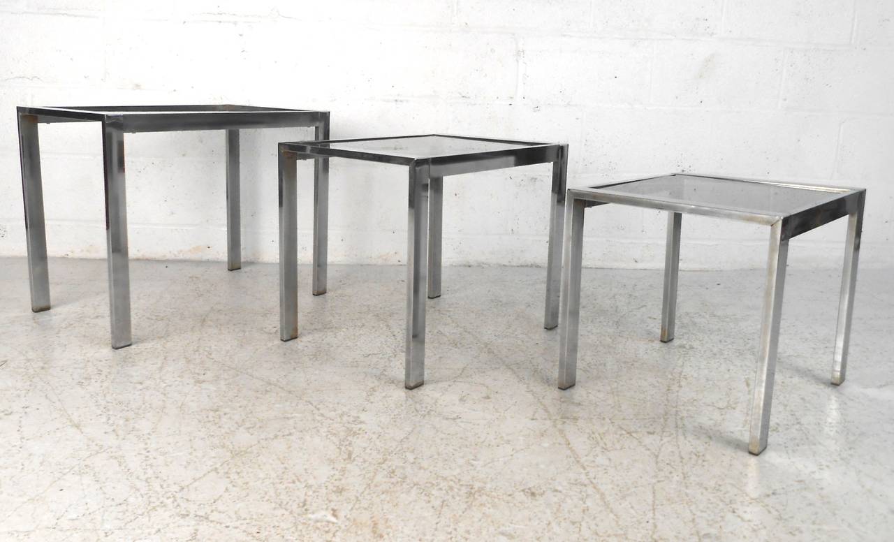 glass chrome nest of tables