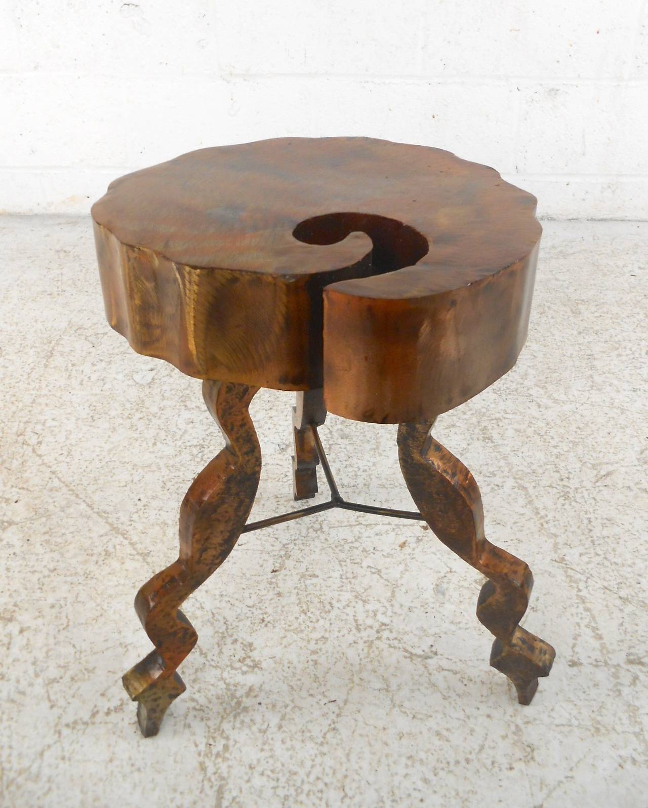 20th Century Sculptural Studio Made from Brass End Table