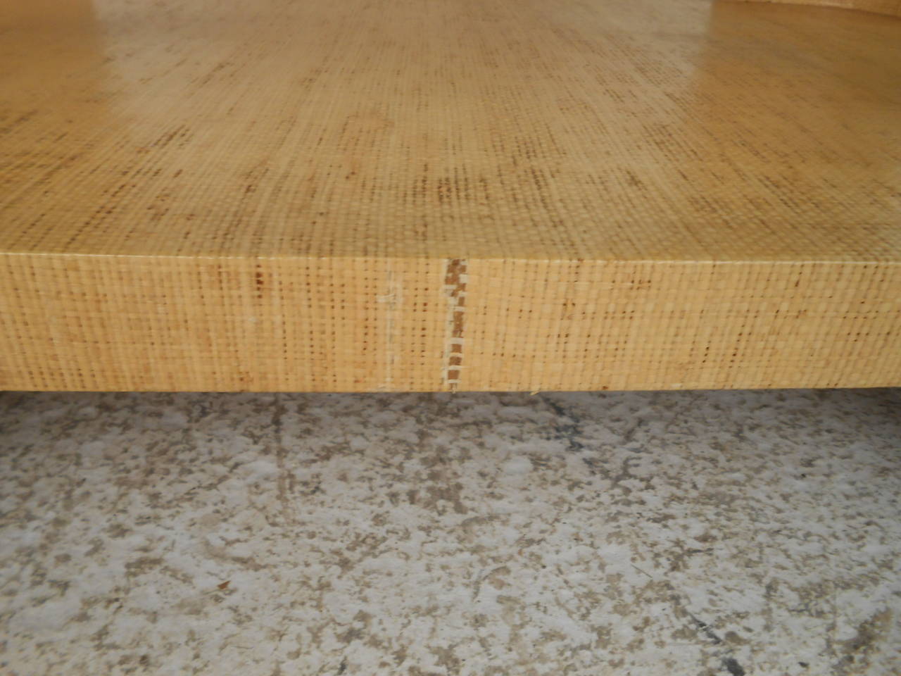 Karl Springer Grass Cloth Covered Side Table In Good Condition In Brooklyn, NY
