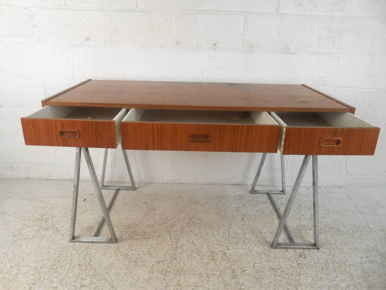 Mid-Century Modern Rare Mid-Century Campaign Style Teak Desk