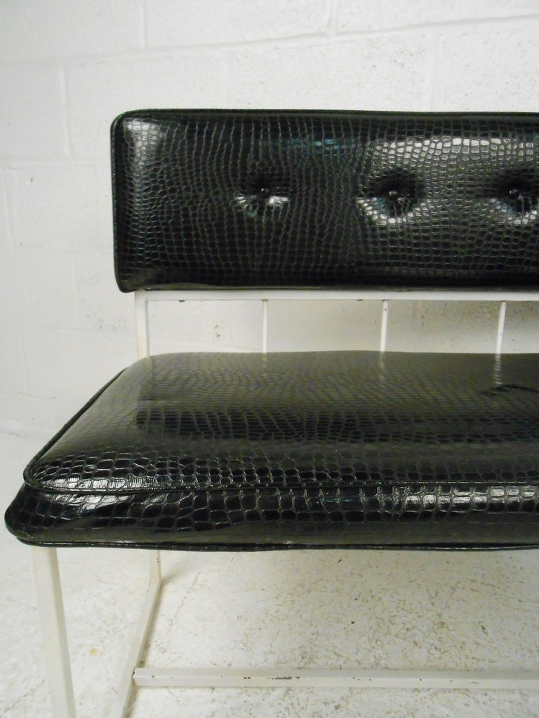 Mid-Century Modern Pair of Contemporary Modern Faux Crocodile Settees