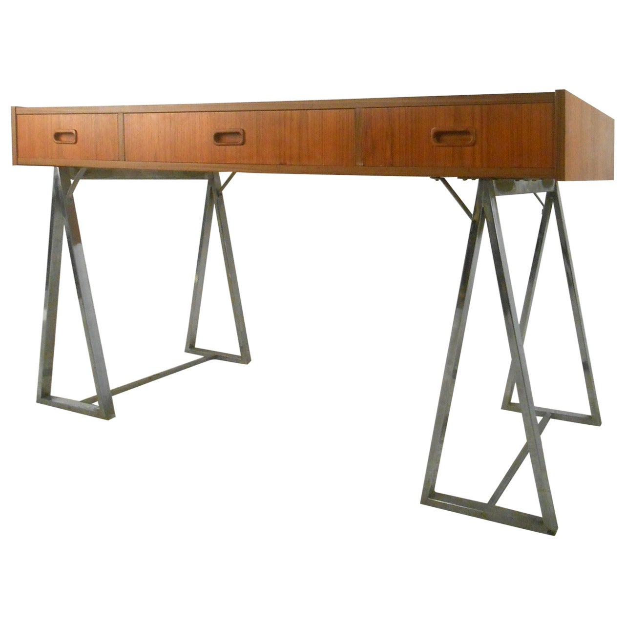 Rare Mid-Century Campaign Style Teak Desk