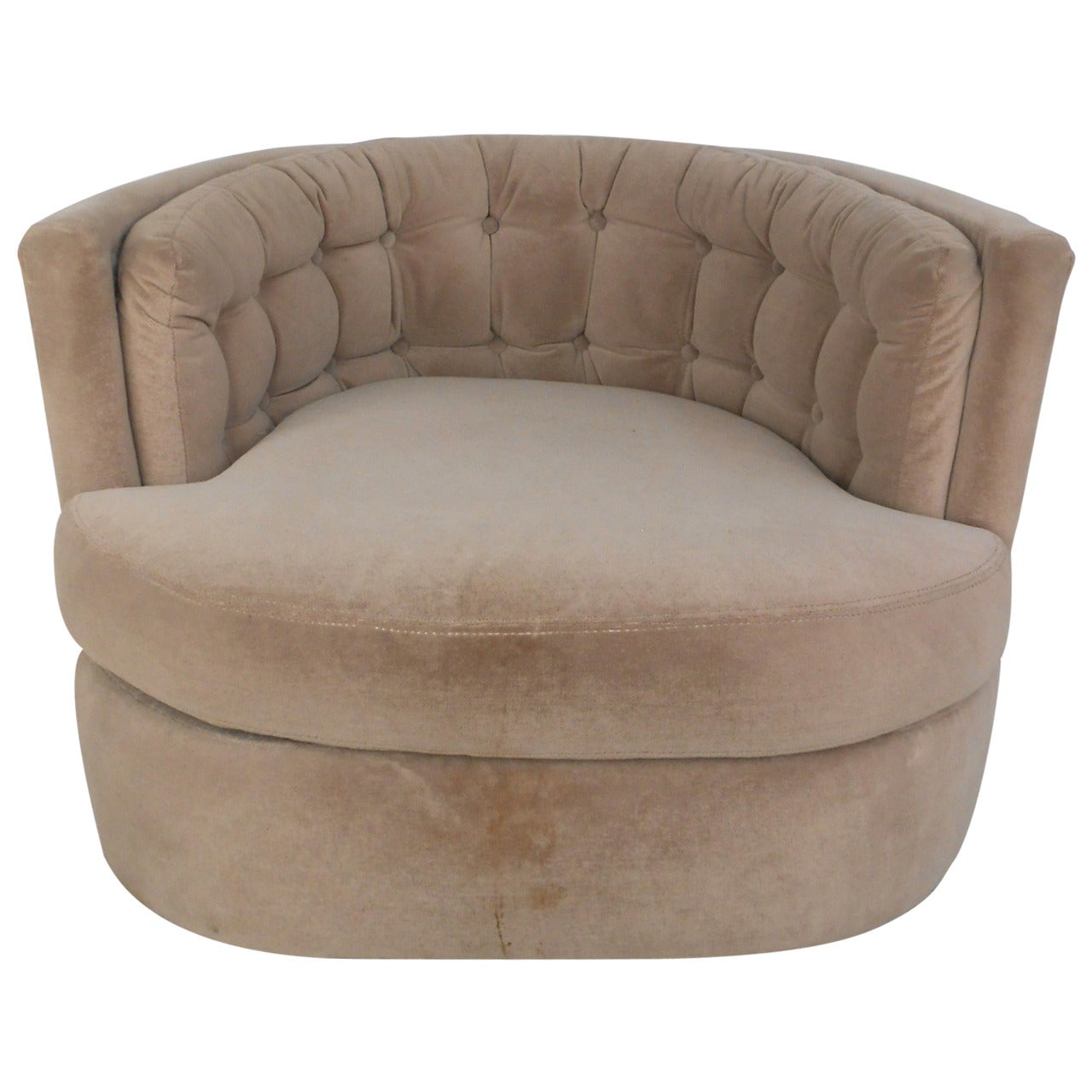 Mid-Century Modern Milo Baughman Style Barrel Back Swivel Lounge Chair
