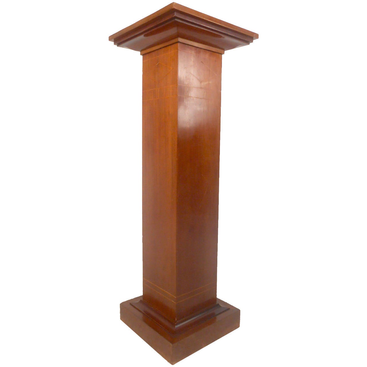 MidCentury Modern Pedestal with Decorative Inlay For Sale at 1stdibs