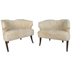 Unique Pair Mid-Century Modern Sculpted Back Armchairs 7