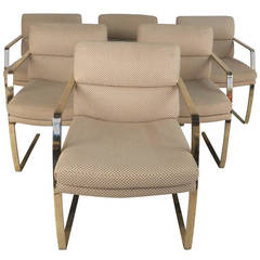 Set of Six Mid-Century Modern Cantilevered Armchairs