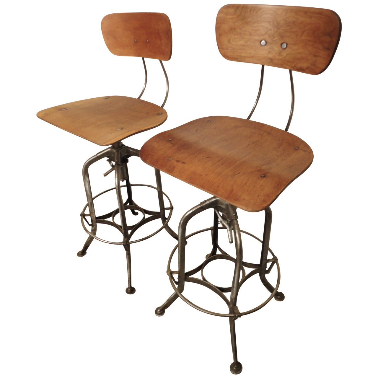 Pair Of Restored Vintage Toledo Factory Stools