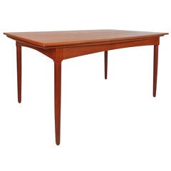 Exquisite Mid-Century Modern Danish Teak Draw Leaf Dining Table