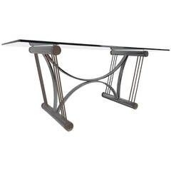 Mid-Century Modern Romeo Rega Style Chrome & Brass Dining Table 6