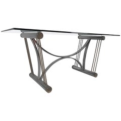Modern Chrome and Glass Dining Table after Romeo Rega