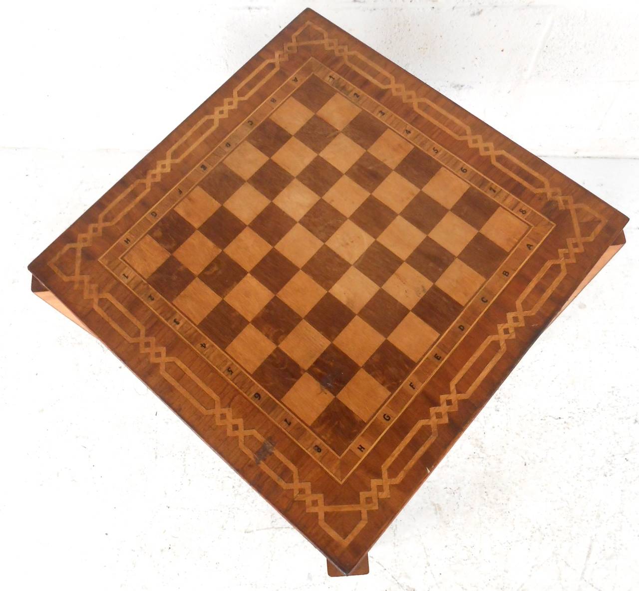 Unknown Unique Vintage Decorative Inlay Chess & Gaming Table